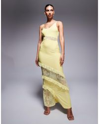 ASOS - Cami Strap Lace Panel Maxi Dress With Ruffle Detail - Lyst