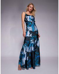 ASOS - Asos Design Tall Strappy Tie Back Cowl Front Satin Maxi Dress - Lyst
