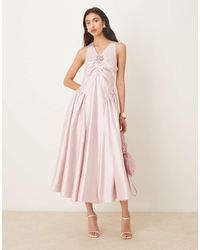 Sister Jane - Muse Sleeveless Corsage Detail Hip Pleat Taffeta Midaxi Dress - Lyst