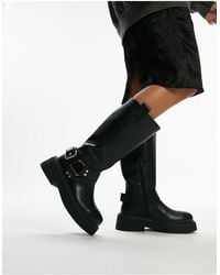 TOPSHOP - Wide Fit Rambo Chunky Biker Boot - Lyst