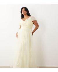 Lace & Beads Plus - Tulle Off Shoulder Maxi Dress - Lyst