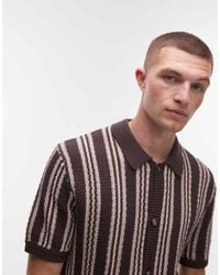 TOPMAN - Textured Striped Button Up Shirt - Lyst