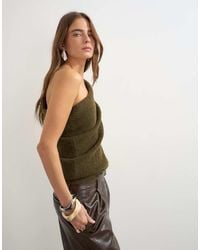 TOPSHOP - Knitted One Shoulder Draped Top - Lyst