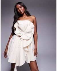 ASOS - Hotfix Embellished Linen Structured Corsage Bandeau Mini Dress - Lyst