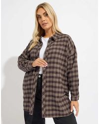 Yours Clothing - Oversized Check Shirt - Lyst