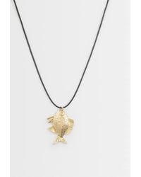ASOS - Black Corded Necklace With Statement Fish Pendant - Lyst