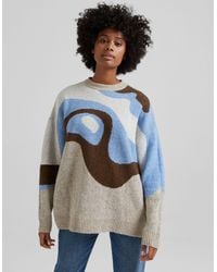 bershka zebra print jumper in lilac
