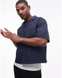 TOPMAN - Camisa Corta De Manga Corta Y Corte Cuadrado De Tejido Técnico De - Lyst