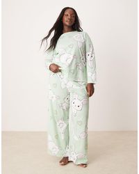 ASOS - Asos Design Curve Bunny Long Sleeve Top & Pants Pyjama Set - Lyst