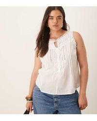 ASOS - Asos Design Curve Sleeveless Lace Trim Top With Ribbon Tie Detail - Lyst