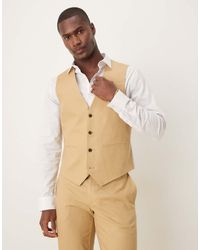 ASOS - Linen Blend Slim Suit Waistcoat - Lyst