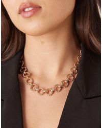Accessorize - Textured Tbar Chain Necklace - Lyst
