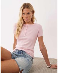 Mango - Short Sleeve Knitted Top - Lyst