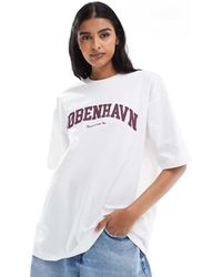 JJXX - Camiseta Blanca Extragrande Con Estampado "Kobenhavn" De -Blanco - Lyst