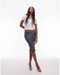 ASOS - Falda Midi De Corte Al Bies De Satén Con Estampado De Lunares Y Ribete De Encaje De - Lyst