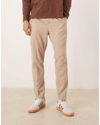 ASOS - Pull On Tapered Flannel Dress Pants - Lyst