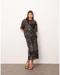 ARRANGE - Sheer Grid Sequin Maxi Skirt Co Ord - Lyst