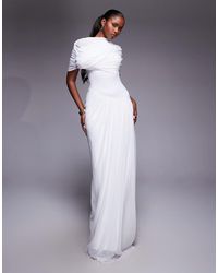 HEIRESS BEVERLY HILLS - Mesh Drape Detail Asymmetric Dropped Waist Maxi Dress - Lyst