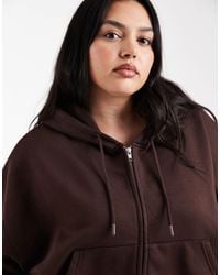 ASOS - Asos Design Curve Cropped Zip Up Brushback Hoodie - Lyst