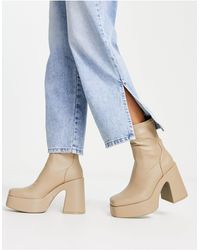 Pull&Bear - Faux Leather Super Platform Boots - Lyst
