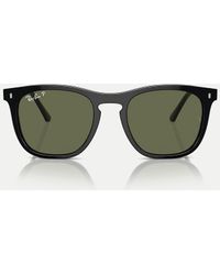 Ray-Ban - Gafas De Sol Negras Con Montura Cuadrada Y Lentes Verdes Polarizadas Rb2210 De - Lyst