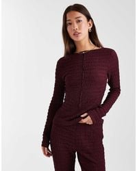 ASOS - Mix And Match Textured Long Sleeve Top With Seam Detail And Scoop Back - Lyst