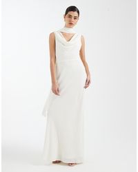 Six Stories - Bridesmaid Crepe Plunge Cowl Front Maxi Dress - Lyst