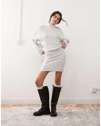 Miss Selfridge - Gebreide Mini Rok Met Kabels - Lyst