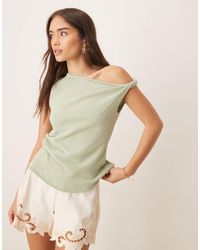 ASOS - Knitted Draped Asymmetric Slub One Shoulder Top - Lyst
