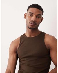 ASOS - Basic Muscle Fit Geribbeld Hemdje - Lyst