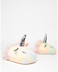 ASOS Nevada Starlight Sequin Unicorn Slippers - Pink