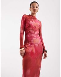 Vero Moda - Long Sleeve Drapey Mesh Maxi Dress - Lyst