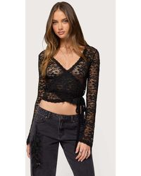 Edikted - Medora Sheer Lace Wrap Top - Lyst