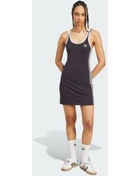 adidas Originals - Vestido Corto Negro Y Blanco De Estilo Camiseta De Tirantes Con 3 Rayas Adicolor De - Lyst