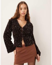 Gina Tricot - Cinched Waist Sequin Top - Lyst