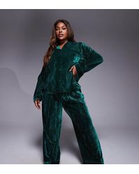 ASOS - Asos Design Curve Velvet Texture Pajama Set - Lyst