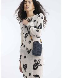River Island - Raffia Beaded Cross Body Phone Bag - Lyst