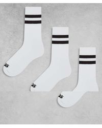 4505 - Confezione Da 3 Paia Di Calzini Quick Dry Bianchi Con 2 Righe Color Caffè - Lyst