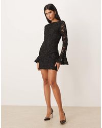 Gina Tricot - Long Sleeve Embroidery Mini Dress With Open Back - Lyst