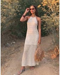 Vero Moda - Stretch Lace Halter Maxi Dress - Lyst