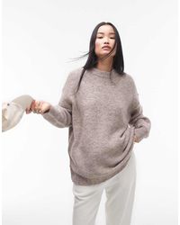 TOPSHOP - Gebreide Oversized Trui Met Contrasterende Zichtbare Naden - Lyst