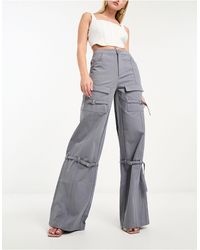 SIMMI - Simmi - pantaloni a fondo ampio sartoriali con tasche cargo color antracite - Lyst