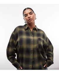 ASOS - Asos Design Curve Oversized Brushed Check Shirt - Lyst