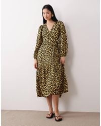 Wednesday's Girl - Long Sleeve Wrap Around Midaxi Dress - Lyst