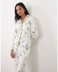 Threadbare - Button Down Super Soft Pyjama Set With All Over Martini And Olive Print - Lyst