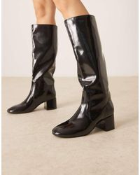 ASOS - Cookie Round Toe Pull On Knee Boots - Lyst