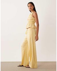 ASOS - Wide Leg Drawcord Tassel Detail Jersey Broderie Co-ord Trouser - Lyst