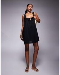 ASOS - Square Neck Lace Insert Smock Mini Dress - Lyst