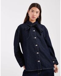 ASOS - – jeanshemd mit schleife am kragen - Lyst