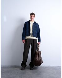 TOPMAN - Pantalon large élégant à carreaux - chocolat - Lyst